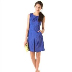 Diane von Furstenberg Carpreena Ring Stitch Dress Blue Sz 8 work office preppy